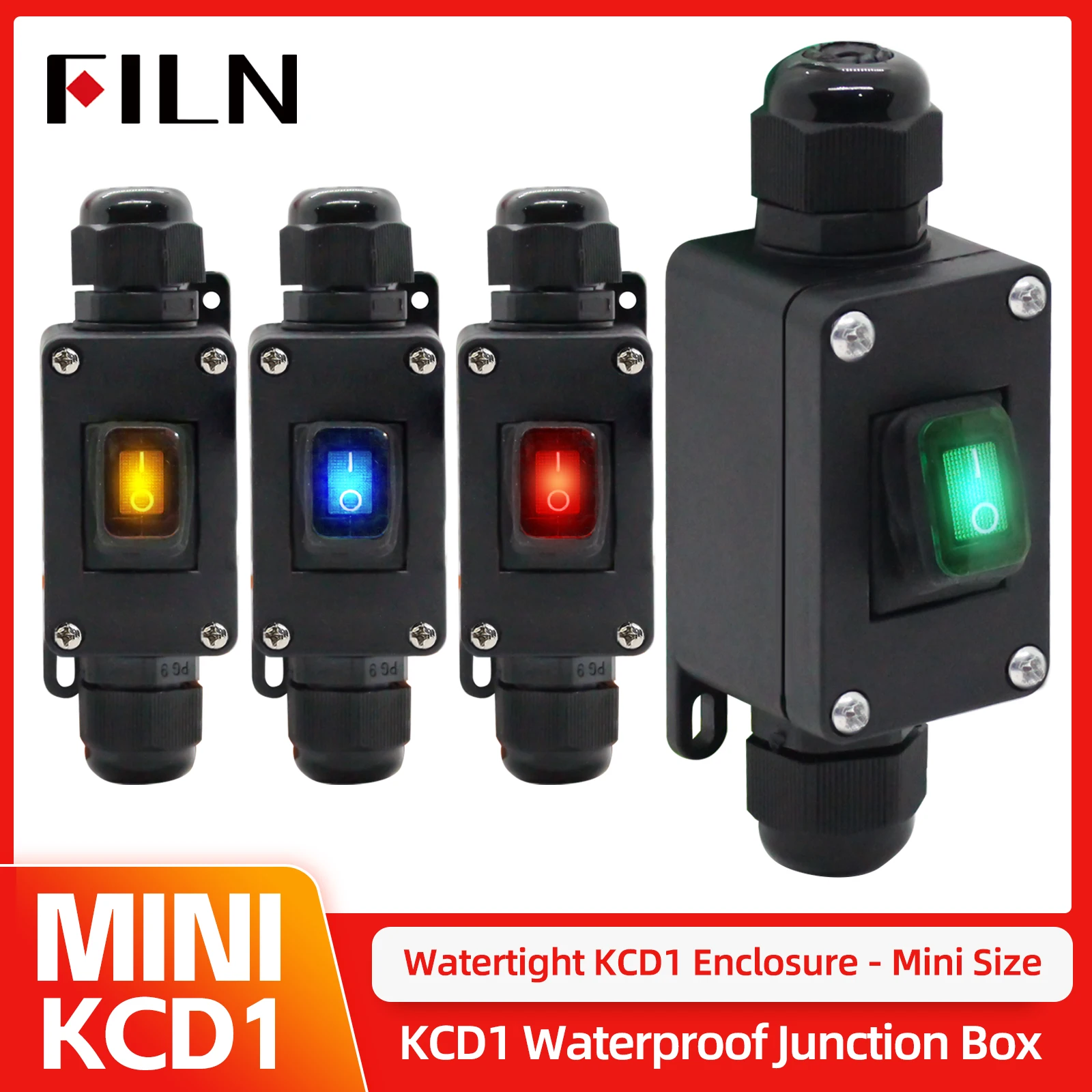 Outdoor Power Bar - FILN com interruptor Rokcer iluminado KCD1