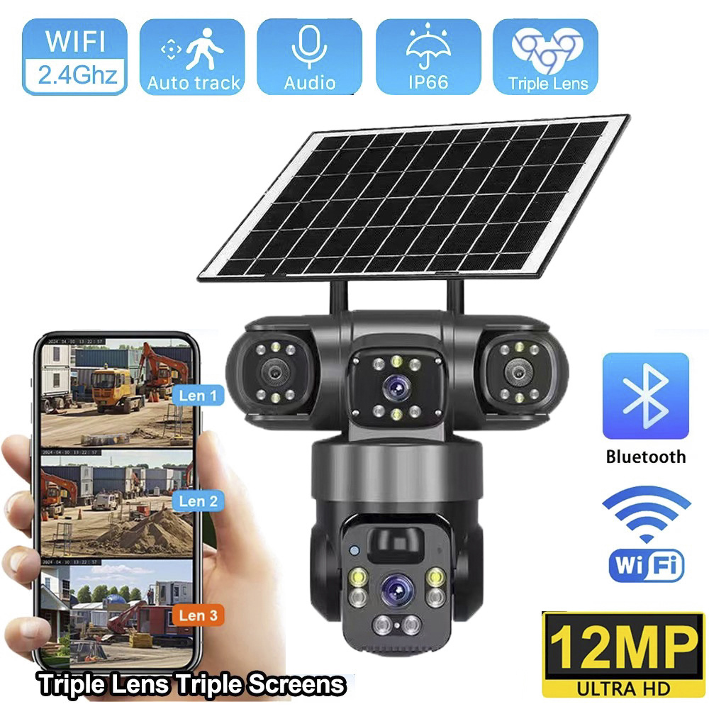 Outdoor Power Monitor - Câmera Solar 4G com Três Lentes