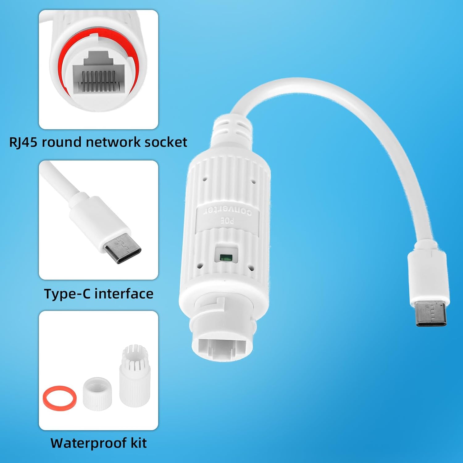 Outdoor Power Monitor - Conversor de Energia POE para USB-C,